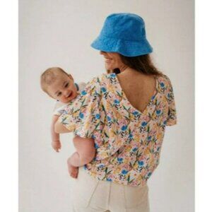 Tajinebanane Floral Nursing Top With Back V-Neck & Side Zippers Medium M